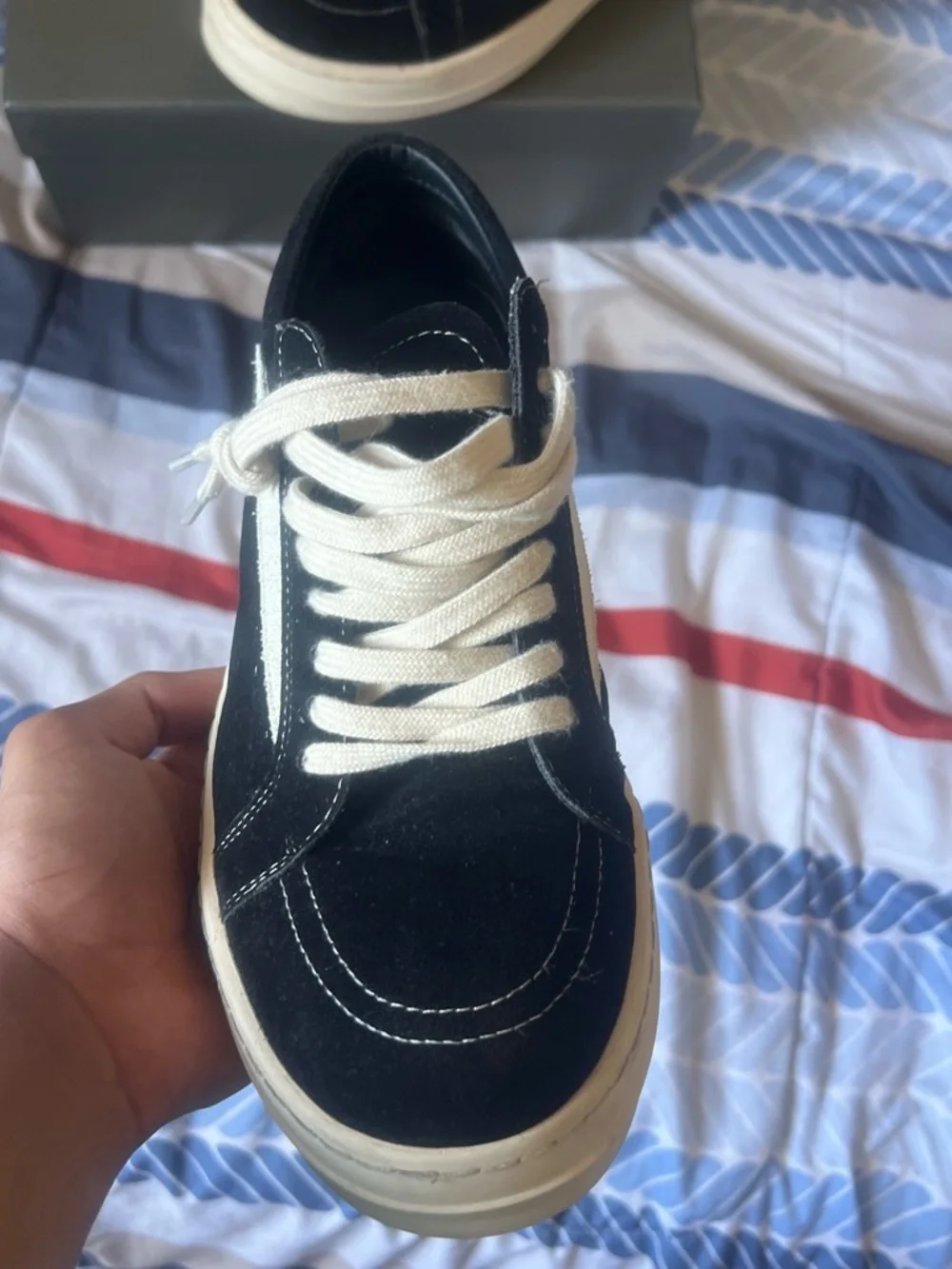Men's Black Suede Low-Top Sneakers with White Laces